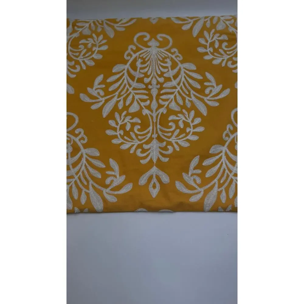 Set of 2 Yellow White Damask Pillow Covers 20x20 Decorative Accent